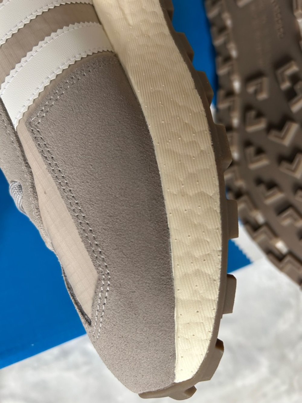 adidas Men’s Taupe and White Classic Runner Sneakers - Picture 7 of 8